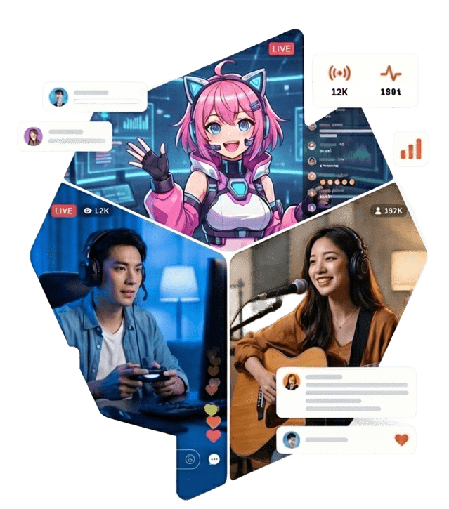 多様なライバーたちと配信データ