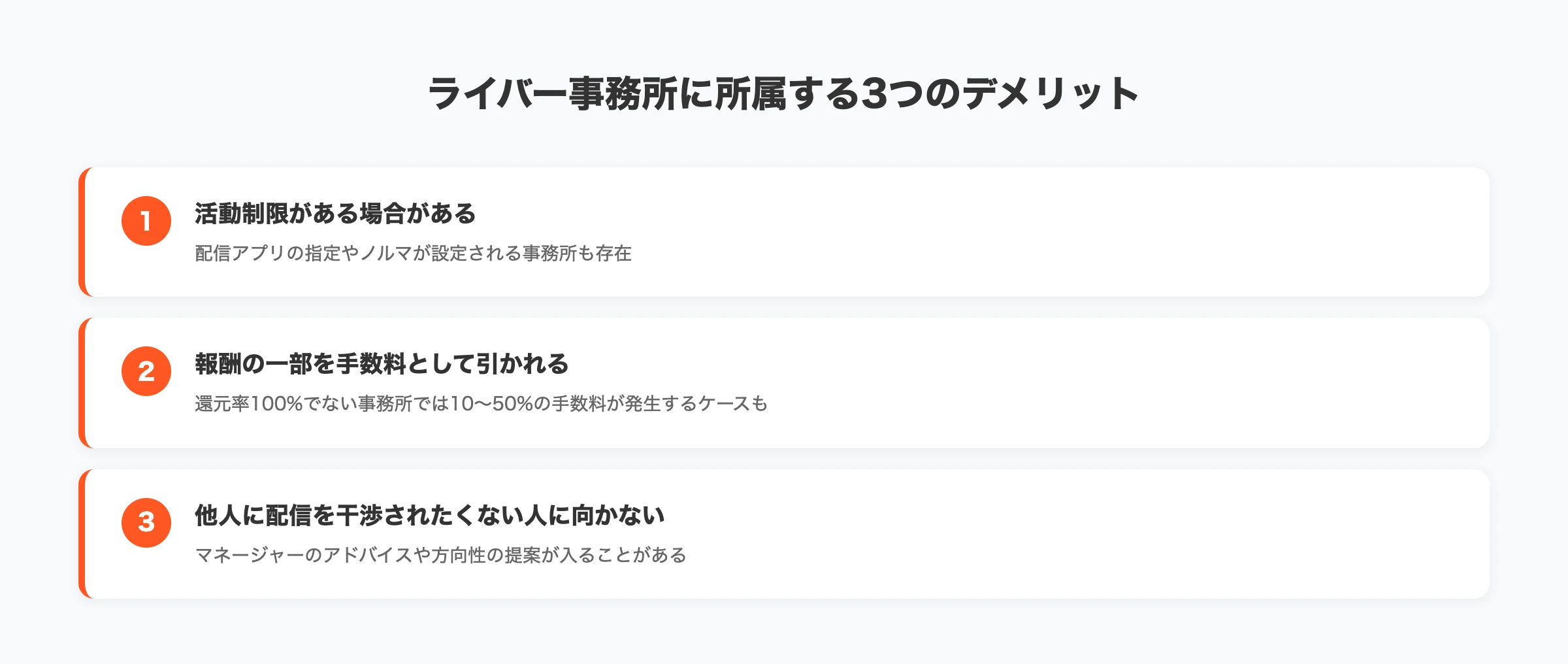ライバー事務所に所属する3つのデメリット