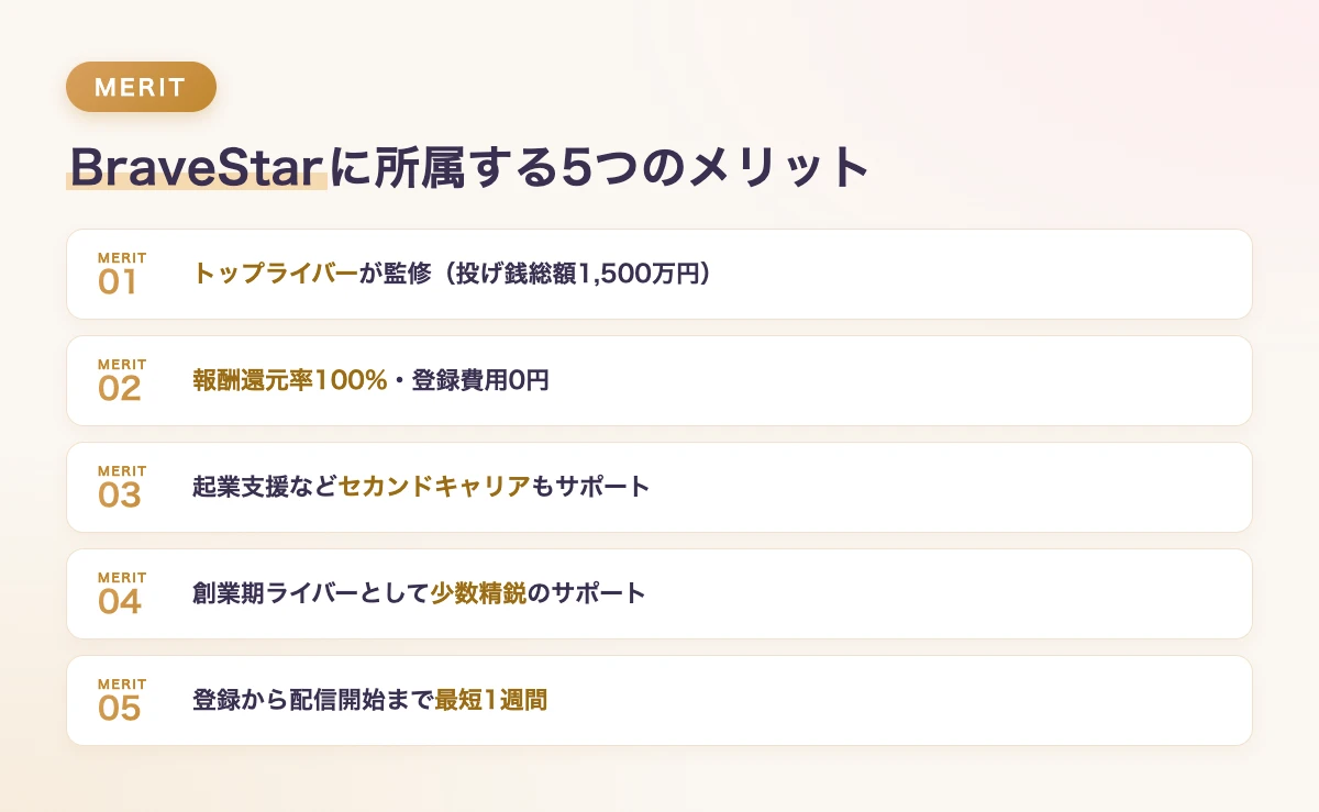 BraveStarに所属する5つのメリット