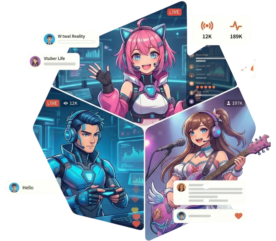 多様なライバーたちと配信データ