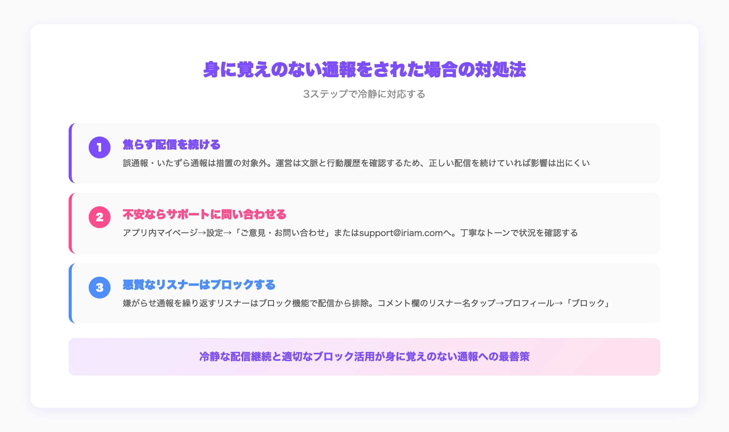 IRIAMで身に覚えのない通報をされた場合の3ステップ対処法